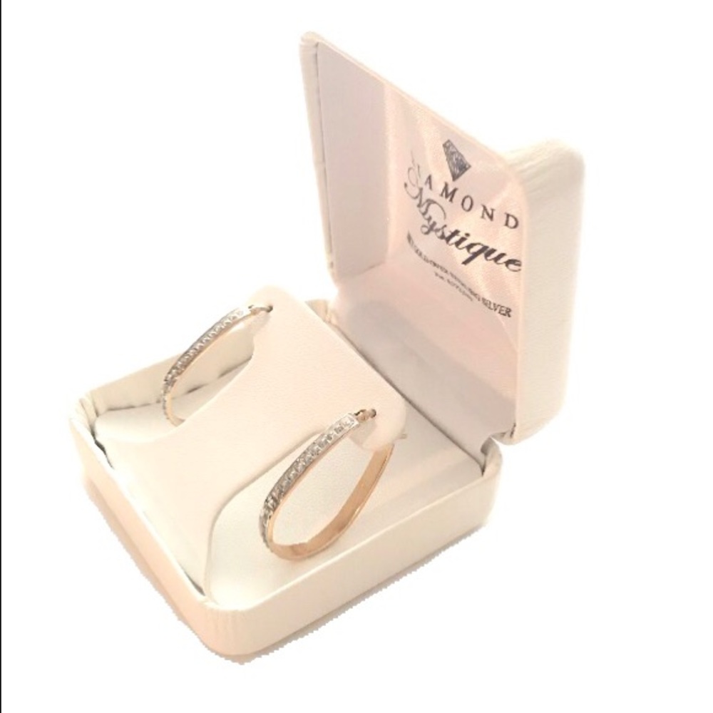 Diamond Accent Pear Hoop Earrings NWT! 18k OS - Picture 4 of 7